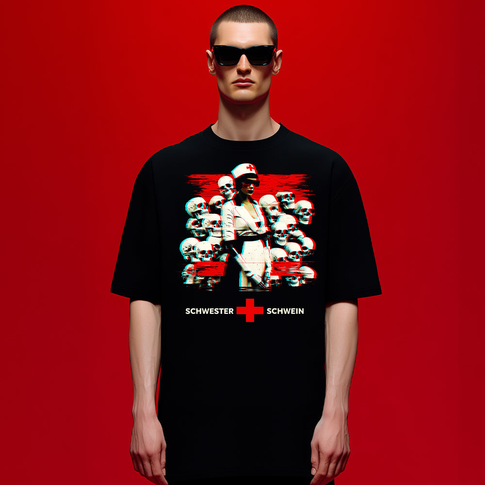 SCHWESTER SCHWEIN | Heavy Oversize T-Shirt (240g/m²) | Hochwertiger Deutscher Druck